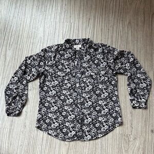 LOFT Black and White Floral Women’s Shirt